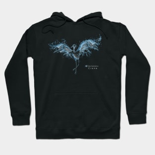 Water illustration “Crane“ Hoodie